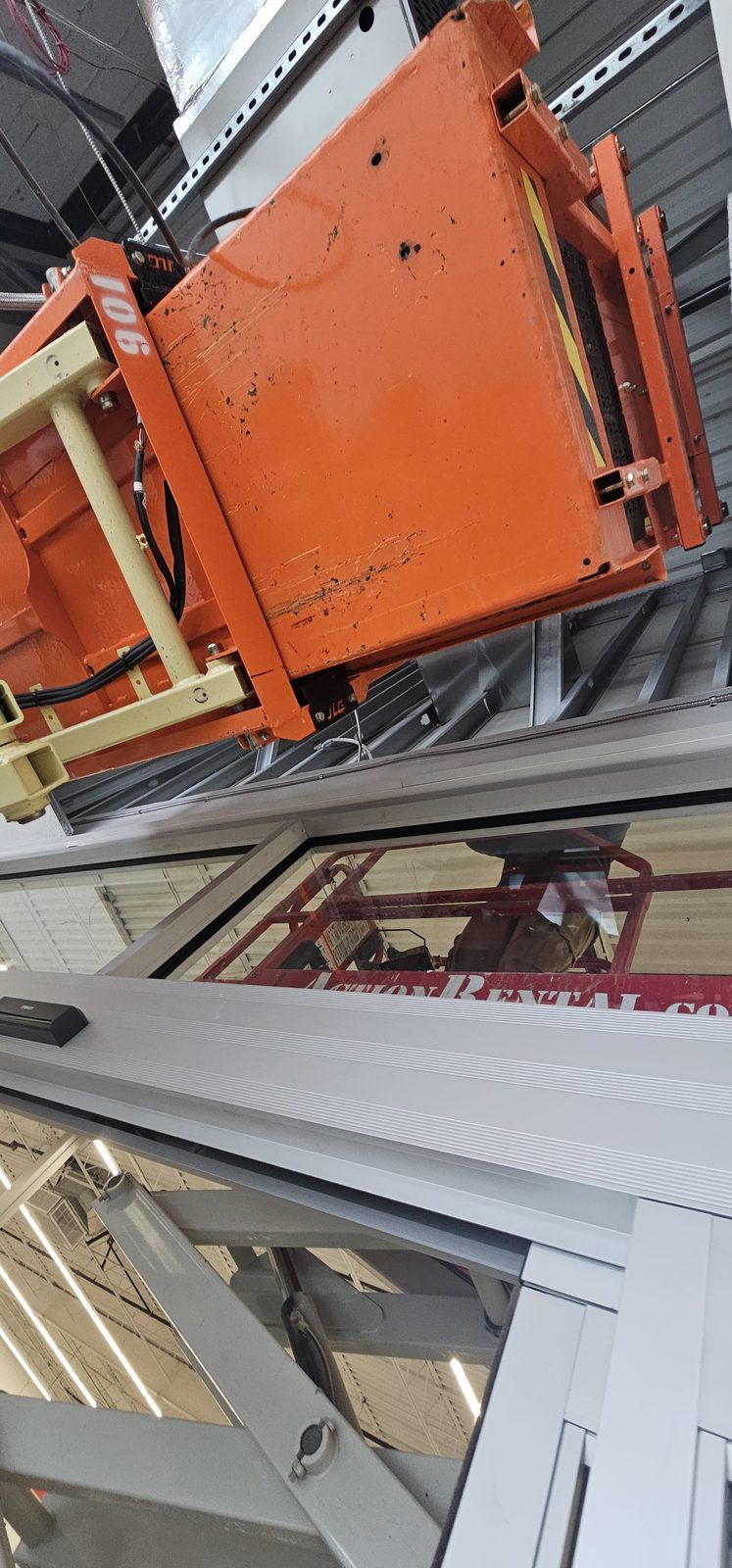 Overhead duct and equipment installation underway in a commercial interior
